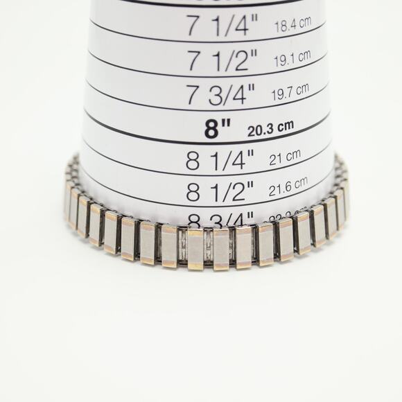 Anne Klein Womens Two Tone Rectangle 17mm Watch Stretch Metal Band w New Battery - Picture 5 of 14